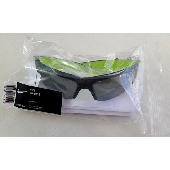 Nike Diverge Men's Sunglasses Matte Black Volt EV0325 Sport Wrap New w Tag Paper - Picture 5 of 12